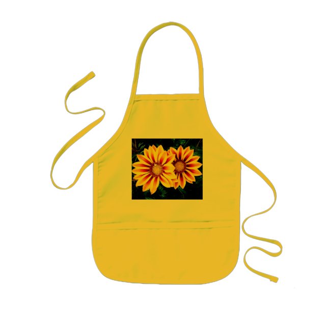 Yellow, orange and brown flowers kids apron (Front)