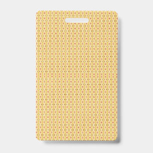 Yellow, orange, and brown sheets of wrapping paper ID badge