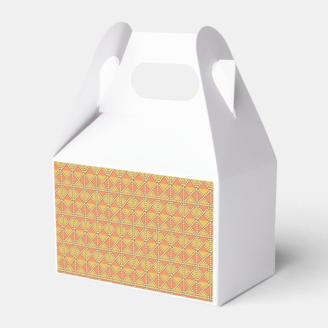 Yellow, orange, and brown wrapping paper sheets ar favour box (Front Side)