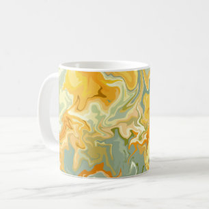 Yellow, Orange, and Green Abstract Fluid Art  Coffee Mug