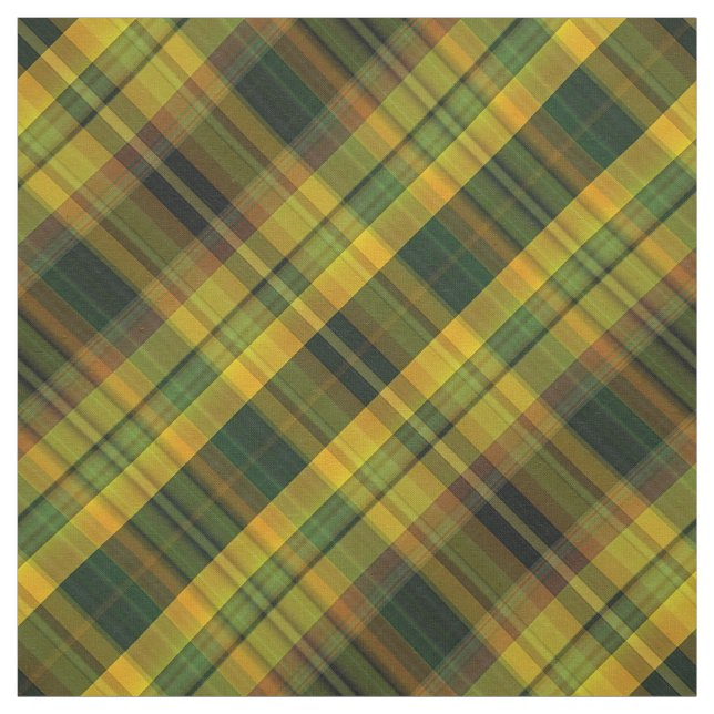 Yellow, orange and green check tartan fabric (Swatch)