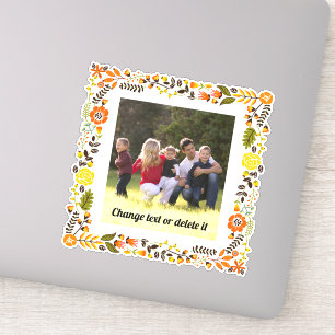 Yellow, orange and green floral frame with photo