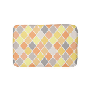 Yellow, orange and grey quatrefoil pattern bath mat