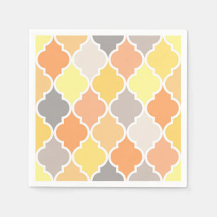 Yellow, orange and grey quatrefoil pattern napkin