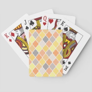 Yellow, orange and grey quatrefoil pattern playing cards