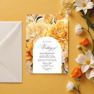Yellow, Orange and Ivory Floral Wedding Invitation