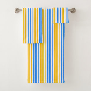 Yellow Orange and Purple Vertical Stripes Pattern  Bath Towel Set