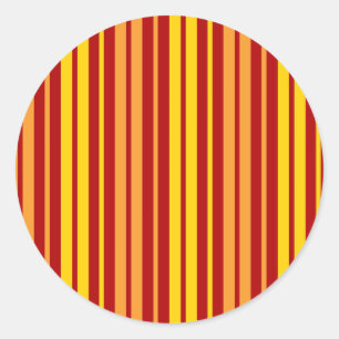 Yellow Orange and Red Vertical Stripes Pattern Classic Round Sticker