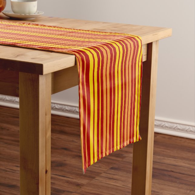 Yellow Orange and Red Vertical Stripes Pattern  Short Table Runner (In Situ)