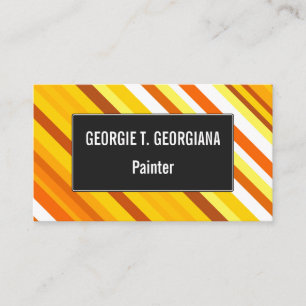 Yellow, Orange and White Sunset-Inspired Stripes Business Card