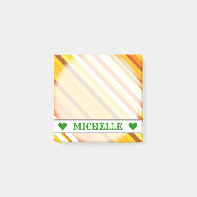 Yellow, Orange and White Sunset-Inspired Stripes Post-it Notes (Front)