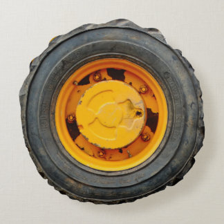 yellow orange antique car flat tire round cushion