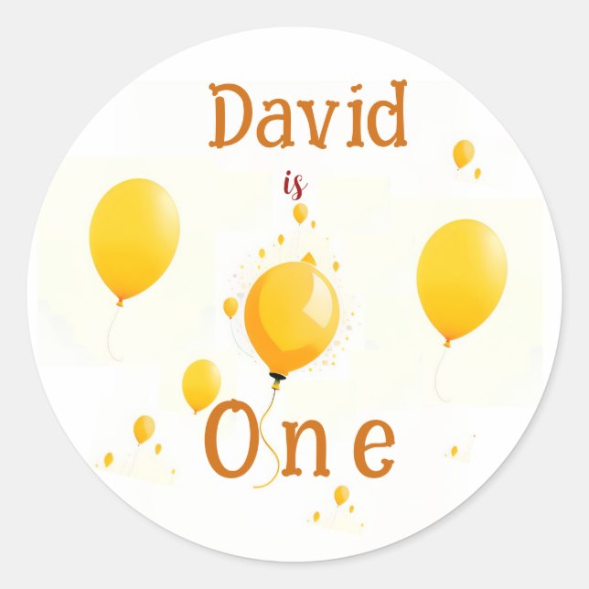 Yellow Orange Balloons Birthday Party Personalise Classic Round Sticker (Front)