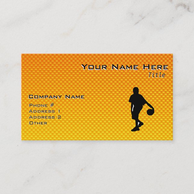 Yellow Orange Basketball Business Card (Front)