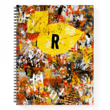Yellow Orange Black Monogram Abstract Painting