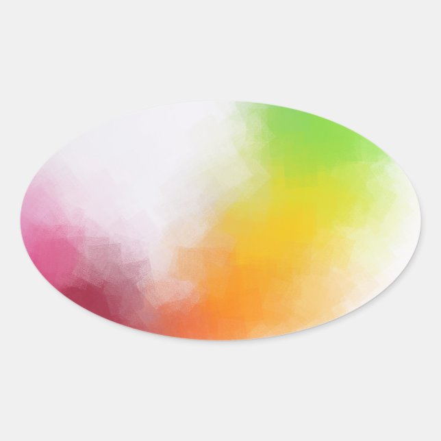Yellow Orange Blue Green Pink Red Trendy Modern Oval Sticker (Front)