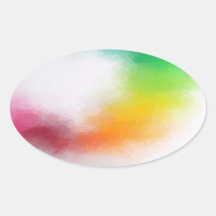 Yellow Orange Blue Green Pink Red Trendy Modern Oval Sticker