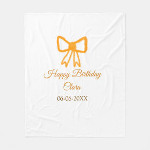 Yellow orange bow watercolor retro happy birthday fleece blanket