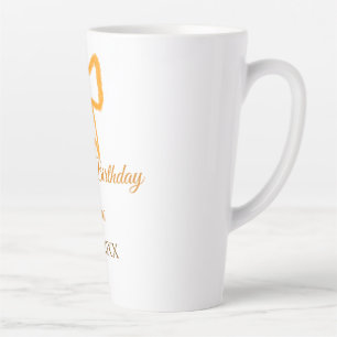 Yellow orange bow watercolor retro happy birthday latte mug