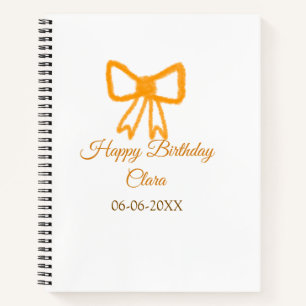 Yellow orange bow watercolor retro happy birthday notebook