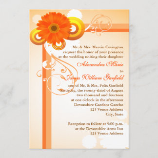 Yellow, Orange, Brown Floral Wedding invitation