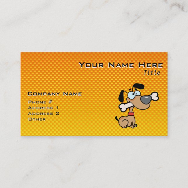 Yellow Orange Cartoon Dog Business Card (Front)