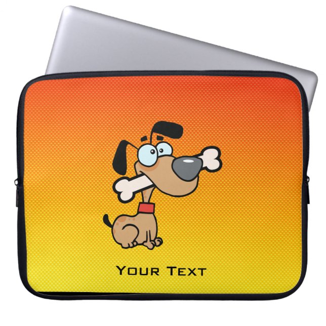 Yellow Orange Cartoon Dog Laptop Sleeve (Front)