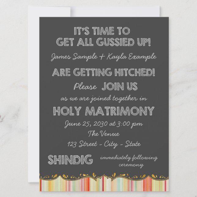 Yellow Orange Chalkboard Country Wedding Invitation (Front)