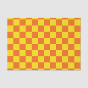 Yellow Orange Checkered Check Design  Tissue Paper