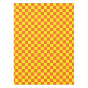 Yellow Orange Chequered Check Design Tablecloth