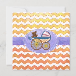 Yellow, Orange Chevron Baby Shower Square Invitation