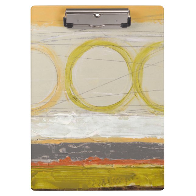 Yellow & Orange Circles on Multicolored Background Clipboard (Front)