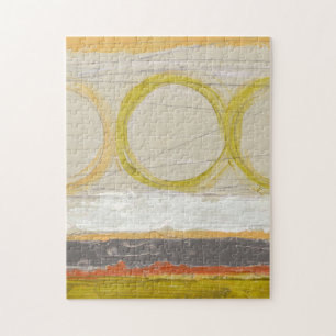 Yellow & Orange Circles on Multicolored Background Jigsaw Puzzle