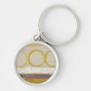 Yellow & Orange Circles on Multicolored Background Key Ring
