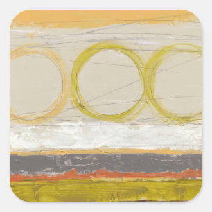 Yellow & Orange Circles on Multicolored Background Square Sticker