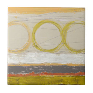 Yellow & Orange Circles on Multicolored Background Tile