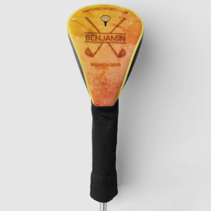 Yellow & Orange Color Design leather Golf Head Cover