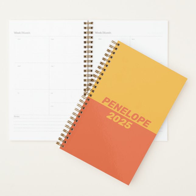 Yellow Orange Colour Block Modern Personalised Nam Planner (Display)
