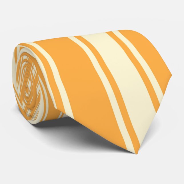 Yellow Orange Colour Stripe Funky Pattern Tie (Rolled)