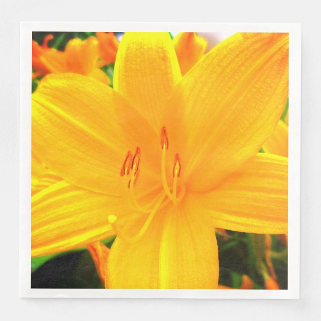 Yellow Orange Day Lilies Sunny Garden Flowers Napkin (Front)