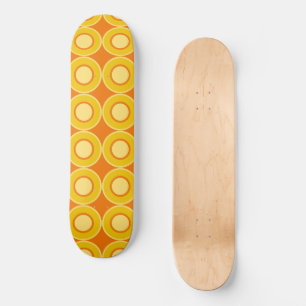 Yellow Orange Doughnuts With Filling On Burnt Oran Skateboard