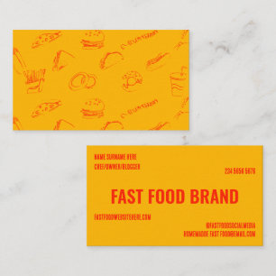 Yellow Orange Fast Food Burger Chicken Restaurant Business Card