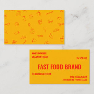 Yellow Orange Fast Food Burger Restaurant Business Card