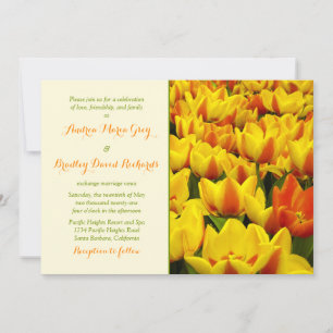 Yellow Orange Field of Tulips Wedding Invitation