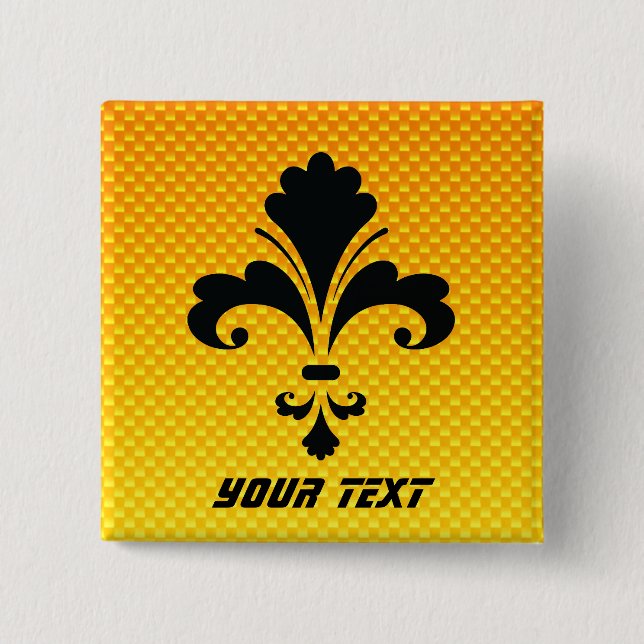 Yellow Orange Fleur de lis 15 Cm Square Badge (Front)