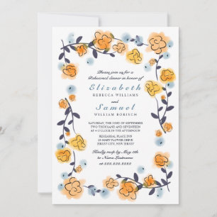 Yellow Orange Floral Rehearsal Dinner Invite