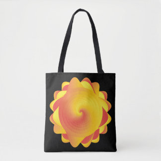 yellow orange flower like tote bag