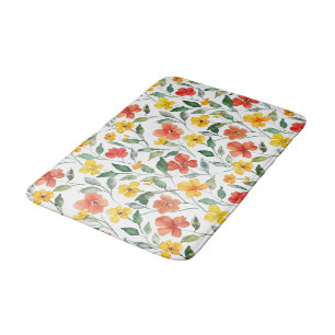 Yellow Orange Flowers Bath Mat