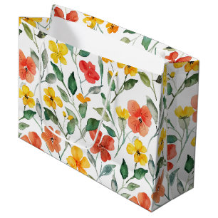 Yellow Orange Flowers Birthday Large Gift Bag