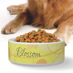 Yellow Orange Flowers Cute Pretty Floral Name Bowl